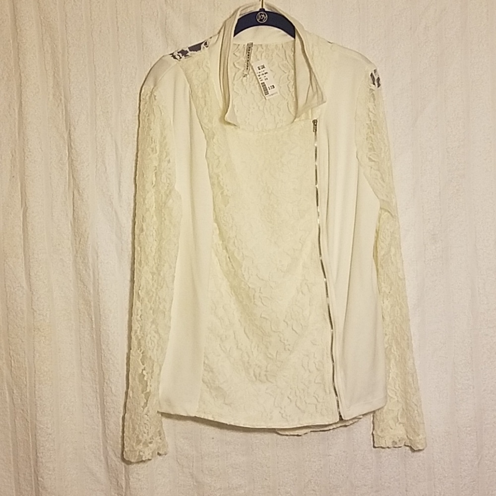 GS Love Ivory Lace Zip-Up Jacket